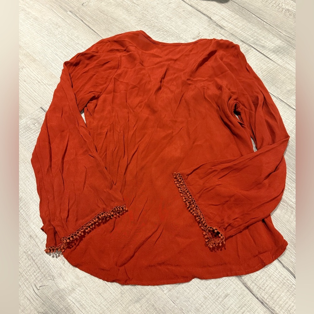 Flowers of Romance Terracotta Long Sleeve Blouse Size M